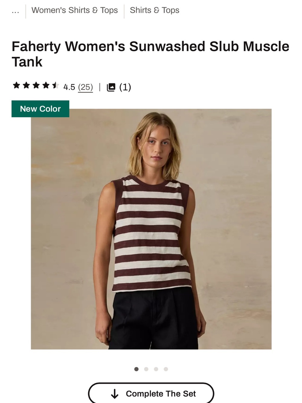 Faherty Striped Sunwashed Slub Muscle Tank — Brown & Cream